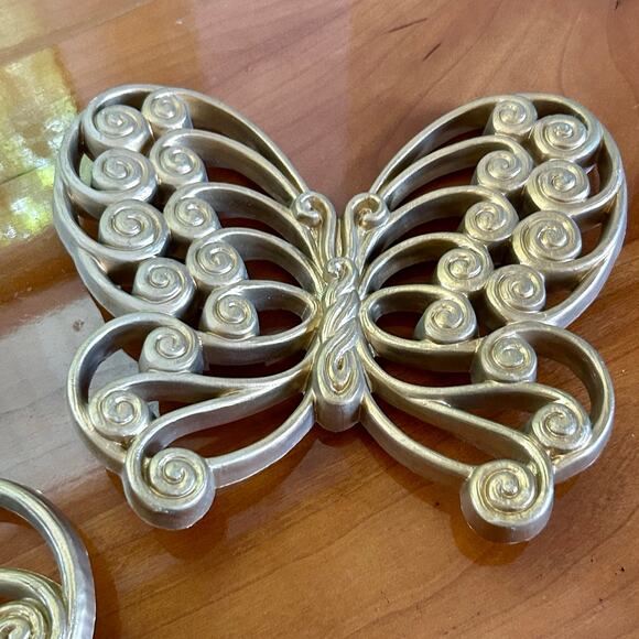 Mid Century Modern Burlwood Butterfly Wall Art Set of 2 - Picture 5 of 16